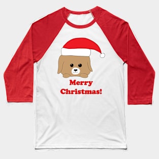 Merry Christmas! Dog in Santa Hat Baseball T-Shirt